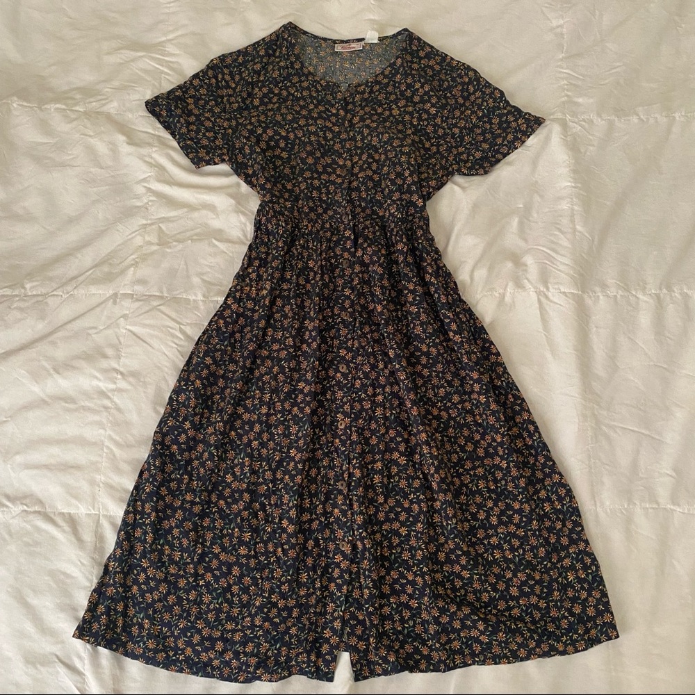 Vintage 90’s Button Down Midi Sun Dress size M